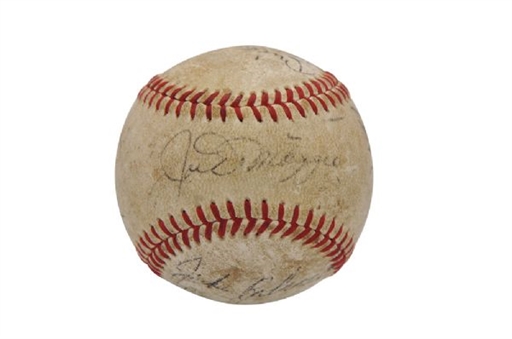 NY Yankees and Brooklyn Dodgers Stars and HOFers Including Robinson, Stengel, Mantle and DiMaggio Autographed Baseball